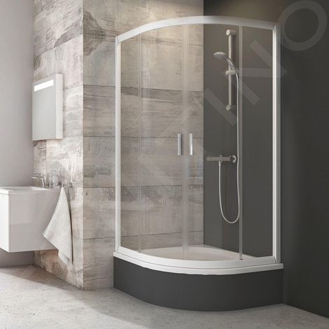 Ravak Blix - Cabine de douche quart de rond en 4 parties BLCP4-90 Sabina, 880-900 mm, blanc/verre clair 3B270140Z1 (1/5)