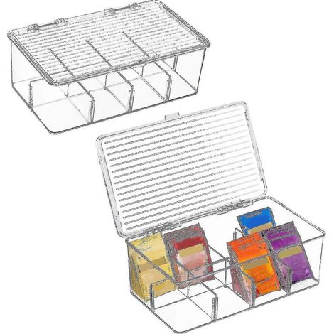 Boîte à thé, sachets de thé, tasse à thé, infuseur, ensemble de rangement avec couvercle et 8 compartiments pour la maison Xun (1/4)
