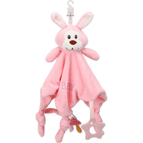 Lapin rose douce couverture bébé hochet animal peluche apaisante mouchoir doux jouet nouveau-né (1/5)