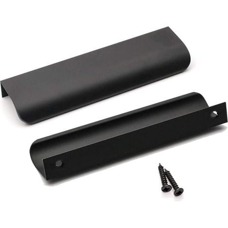 YMYNY 10er Set Schwarzer Küchenmöbelgriff, Schwarzer Küchengriff, Schwarzer Profilgriff, Mattschwarzer Möbelgriff aus Aluminiumlegierung, Achsabstand 128 mm, Länge 150 mm (Schwarz) (1/4)