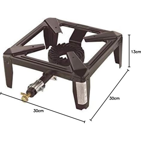 1 Brûleur Gaz 3,5 Kw Fonte Noire Acier 30x30x13,5 Cm Cuisine Extérieure