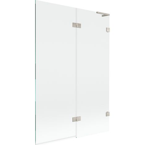Mexen Lunar L paratia per vasca da bagno a 2 ante destra 120 x 150 cm, trasparente, nichel spazzolato - 897L-120-100-97-00-P (1/5)