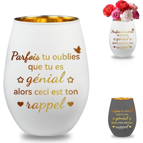 Anniversaire Cadeau Amie Femme, Photophore avec Gravure Inspirant (1/5)