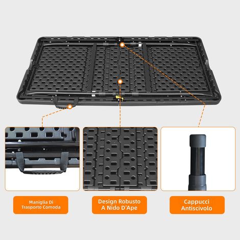 Tavolo pieghevole portatile 125 cm con maniglia, altezza regolabile per interni ed esterni, capacità 135 kg, multifunzionale per campeggio picnic feste, colore nero (1/5)