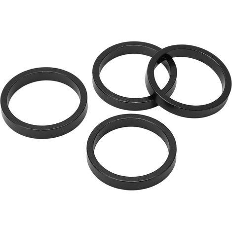 Lot de 4 entretoises de direction pour fourche avant de vélo, en alliage d'aluminium, pour VTT et vélo de route, tube de 28,6 mm, noir. (1/5)