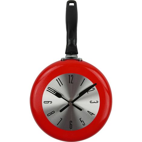 Horloge Murale en Métal 8 pounces Poêle à Frire de Cuisine Rouge (1/4)