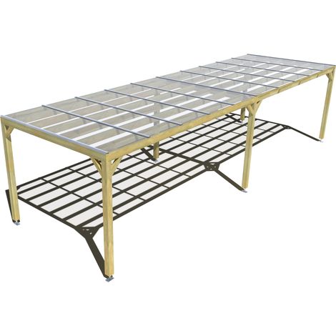 Pergola bois • 10m x 3m • indépendante • sens largeur • couverture étanche transparente incluse • livraison comprise