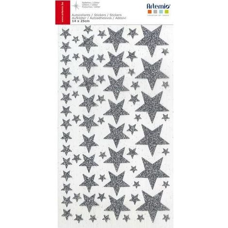 Stickers étoiles à paillettes argentées