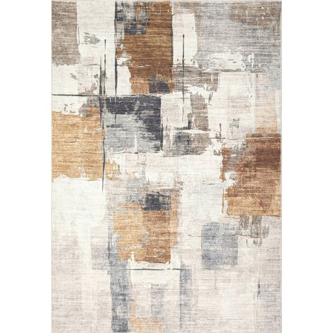 Tapis terracotta doux moderne à motifs abstraits - 150 x 80 cm (1/5)