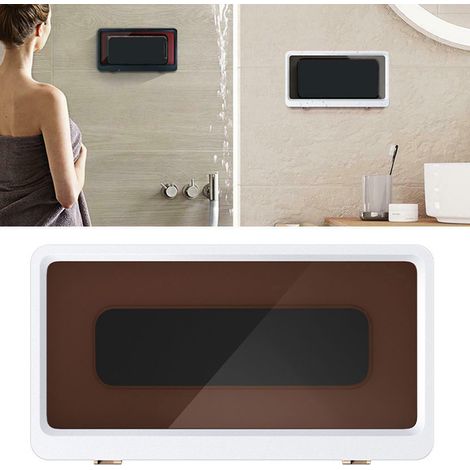 Support mural étanche pour téléphone, porte-appareil pour salle de bain et toilettes, noir. (1/5)