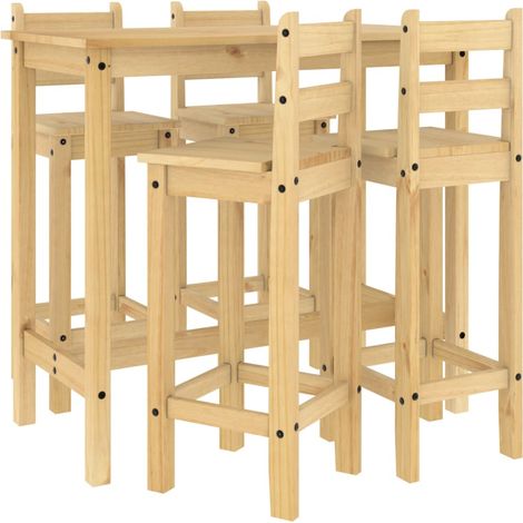 Ensemble de bar 5 pcs，Salon de jardin Bois de pin massif CFW31058 (1/5)