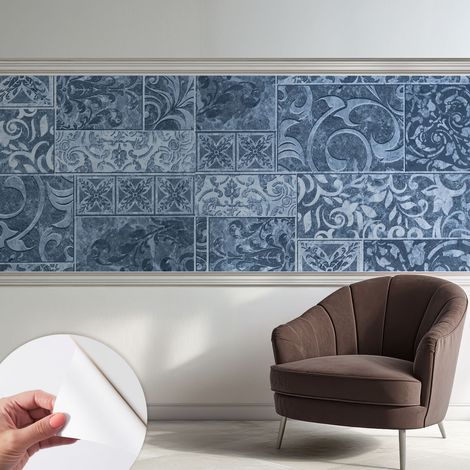 Papier peint adhésif décoratif avec colle pour salon chambre et bureau Installation rapide Ornements végétaux 250x104 cm (1/5)