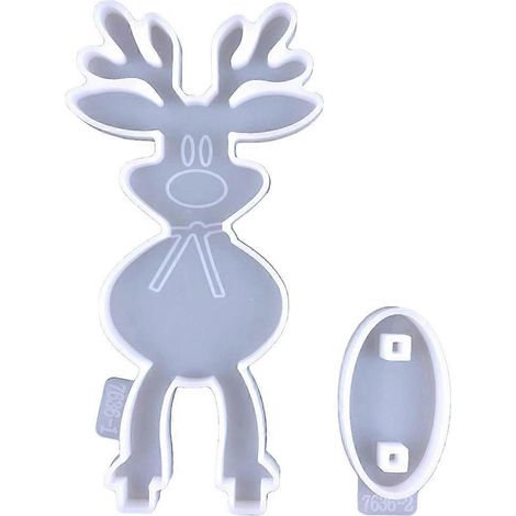 Moule en silicone en forme de cerf de Noël pour décoration de bureau ou résine époxy.-16.2x8.3cm (1/3)