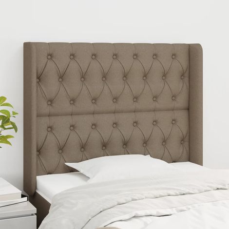 Tête de lit avec oreilles-Panneau de lit avec oreilles Taupe 93x16x118/128 cm Tissu 240026 (1/5)