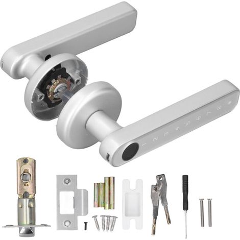 Intelligentes Türschloss, einreihiger intelligenter Türgriff für Haus, Wohnung und Büro (Silber). (1/5)