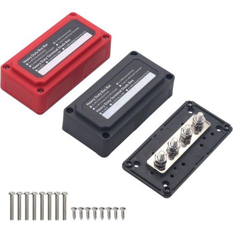 Morsetto di giunzione - Morsetto di connessione - Cavo di connessione ad alta tensione in rame da 300 A, 48 V USP, in 2 pezzi, nero + rosso (1/2)