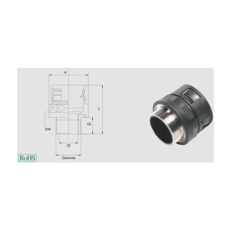 Helukabel 920233 HSSV MG M Raccordo a vite del tubo flessibile Grigio M25 Piatto 1 pz.