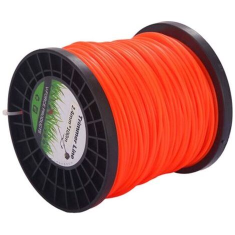Cordon universel pour tondeuse à gazon de 2,4 mm, carré orange de qualité commerciale, nylon universel de qualité supérieure 2,4 mm x 100 m, adapté aux coupe-bordures et tondeuses à gazon