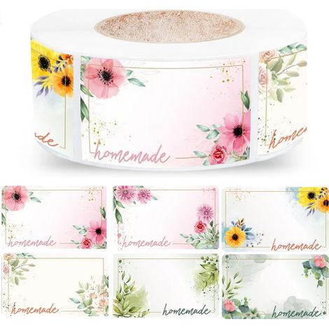 Etiquettes Auto-Adhésives - 500 Pièces - 3 x 5 cm - Pour Bocaux À Confiture Épices Bouteilles Contenants - Motifs Fleuris (1/5)