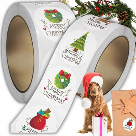 Autocollants de Noël (500 pièces) pour cadeaux, fêtes, décorations et Père Noël (1/5)