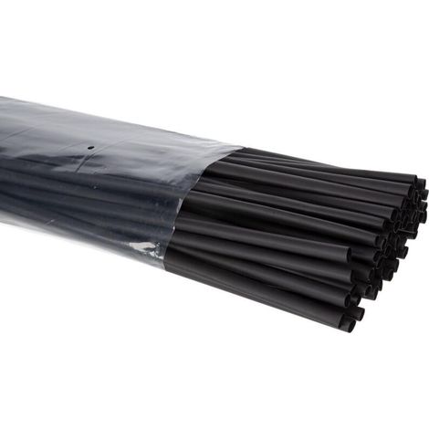 Gaine Thermoretractable - Rapport 2:1 - Diamètre Avant Rétrécissement 6 4 Mm - Température De Rétraction 90 °C - Noir - 50 Pièces (1/2)