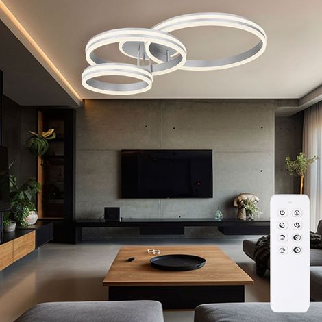 Plafoniera ad anello Lampada da soffitto dimmerabile Lampada da soffitto a LED dimmerabile con telecomando anelli LED, CCT, 72W 3460lm 2700K-6000K, LxPxH 80x60x20 cm