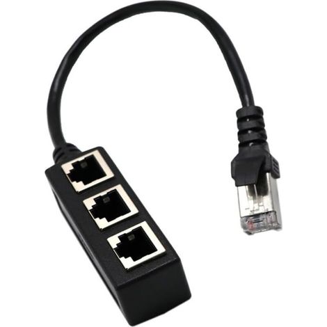 Cable divisor Ethernet RJ45, 1 puerto LAN macho a 3 puertos LAN hembra, adaptador divisor Ethernet para Cat5, Cat5e, Cat6, Cat7, cable de extensión Ethernet de 3 puertos, extensión de red (1/5)