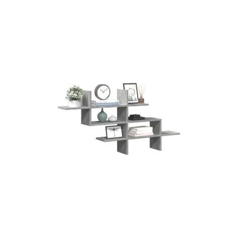 Étagère murale gris béton 124,5x18x60,5 bois d'ingénierie (1/5)
