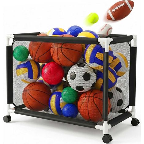 Ball Storage Cart, Mesh Basket, Swivel Casters With Brakes (1/5)