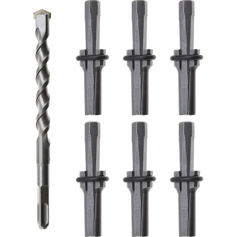 Set of 7pcs 16mm Feather Wedges Plug Chop 5/8 inch Stone Separator Concrete Marble Rock Stone Hand Tools 16 200mm Rotary Hammer Drill (1/5)