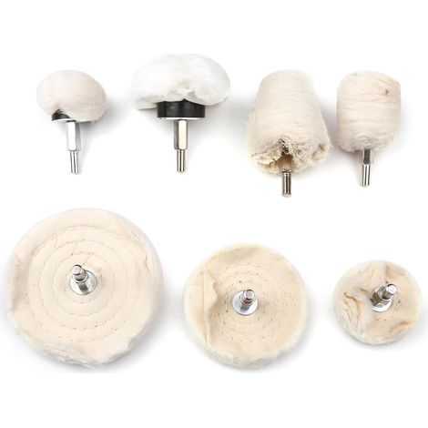 Mini Kit de Polissage de Brosse, Ensemble Roues Polissage à Tige Montée en Feutre Laine et Coton pour Outil Rotatif, 58 Pièces (7 pièces) (1/5)
