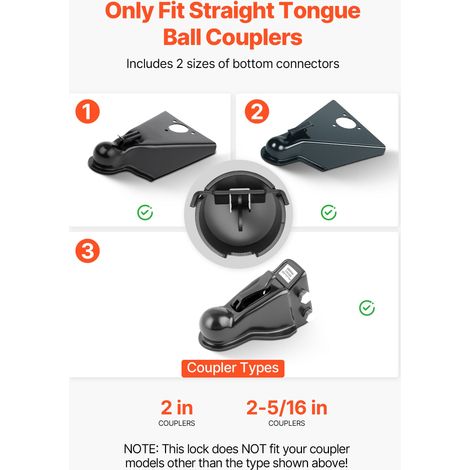 Antivol Attelage Remorque Compatible avec Coupleurs à Boule pour Timon Droit 50,6 mm et 58,6 mm, Verrou Attelage Remorque avec 3 Cl… (1/5)