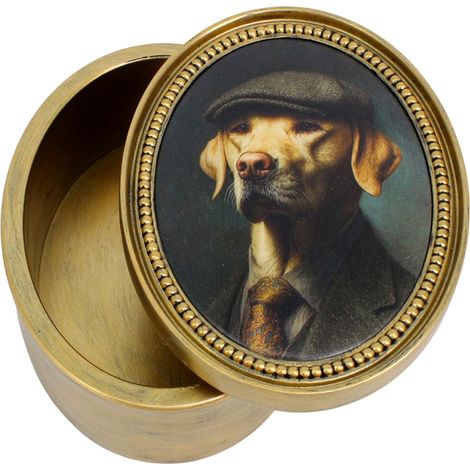 Scatola ovale in resina con elegante design a forma di cane