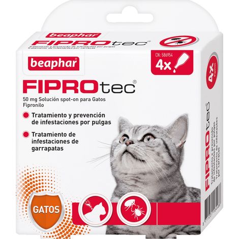 Pipetas antiparasitarias Beaphar Fiprotec Spot On Gato - 4 pipetas