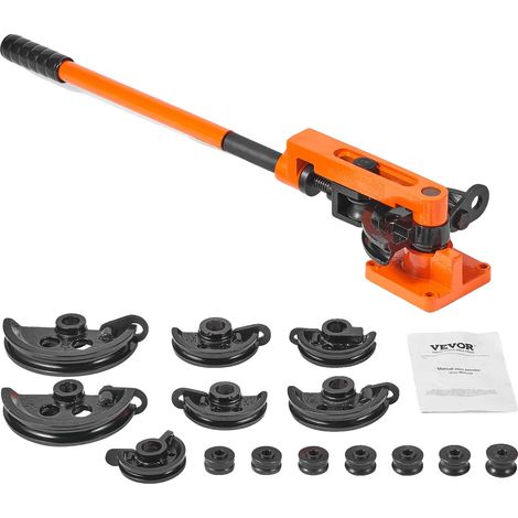 Plieuse de Tuyaux Manuelle, Compatibilité de 3/8" à 1", Épaisseur Maximale de Mur de 2 mm, Angle de Flexion de 0 à 180 Degrés, 7 Matrices de Flexion, Matériau en Acier au Carbone (1/5)