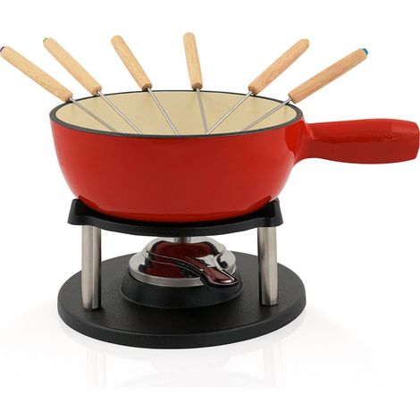 BBQ-Toro Set per fonduta in ghisa da 9 pezzi per 6 persone 2 L smaltato, rosso (1/5)