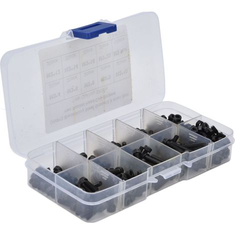 300 vis à tête cylindrique six pans creux M3 acier allié qualité 12.9 haute résistance assortment de pièces métalliques (1/5)
