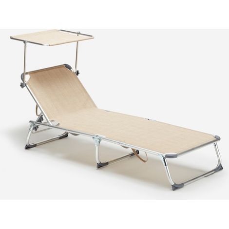 Bain de soleil pliant transat chaise longue piscine pare-soleil California - Beige