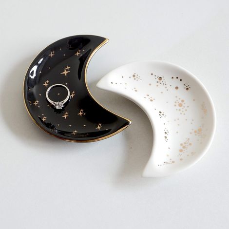 Plateau Bijoux - Forme Lune - Céramique - 10 x 7,5 x 4 cm - Pour Coiffeuse Salle De Bain - Lot De 2 (1/5)