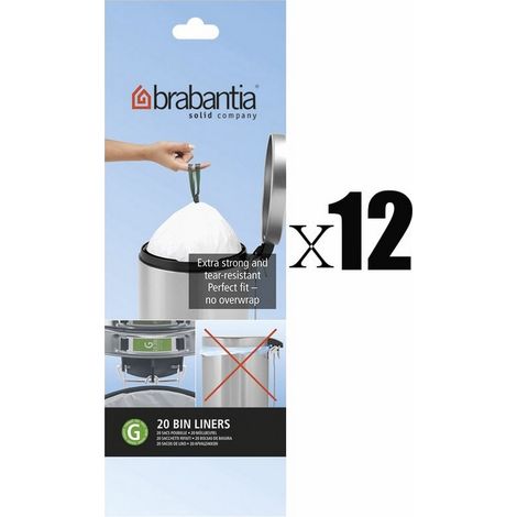 Brabantia 240 sacchetti rifiuti Smartfix 23-30 litro Slimline (12 ruolos) codice G (1/3)