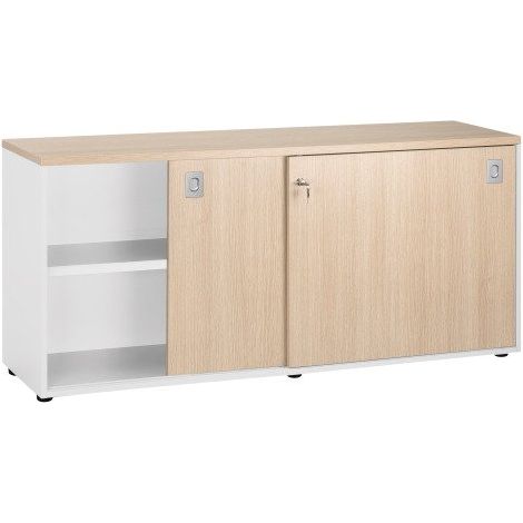 Bahut H 75,5 x L 160 x P 45 cm Practica - Chêne clair - Maxiburo (1/3)
