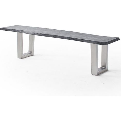 Esszimmer Sitzbank mit 160 cm Breite, Akazie massiv, grau sandgestrahlt - COSENZA-06 (1/3)