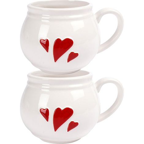 Mug en céramique en forme de cœur 430 ml, lot de 2. (1/5)