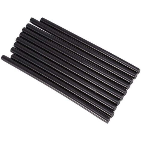 Barras de pegamento termofusible para pistolas de pegamento de 20 W, manualidades, reparaciones rápidas (negras), 10 unidades, 7 x 150 mm