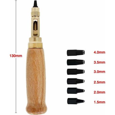Perforatrice à vis pour le cuir - 6 pointes - 1,5 à 4 mm - remplaçable pour la couture, le cuir, le papier (1/4)