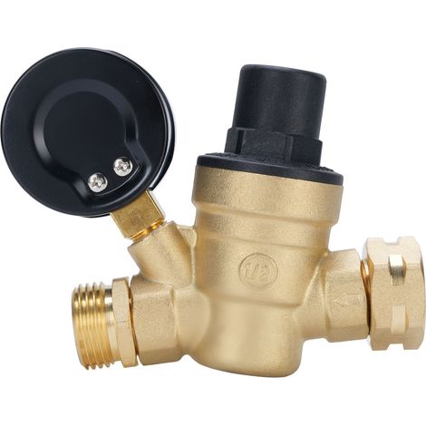Vanne de régulation de pression d'eau pour camping-car, filetage de 3/4 pouces, réducteur en laiton et en acier inoxydable avec jauge