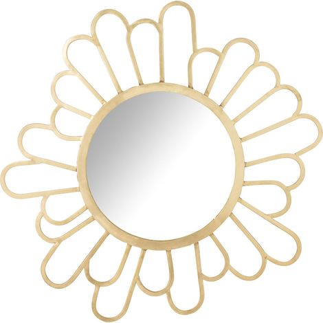 Miroir fleur en métal doré design élégant pour décoration murale - Doré éclatant effet métal (1/4)