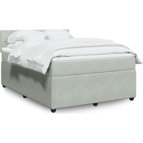 Boxspringbett mit Matratze Hellgrau 160x200 cm Samt