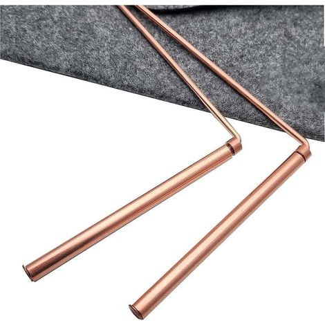 2 baguettes de radiesthésie en cuivre – 99,9 % cuivre, bâton détecteur pour eau/trésor/minéraux/outils de détection, longueur 30,5 cm (tête unique – perle plate) (1/5)