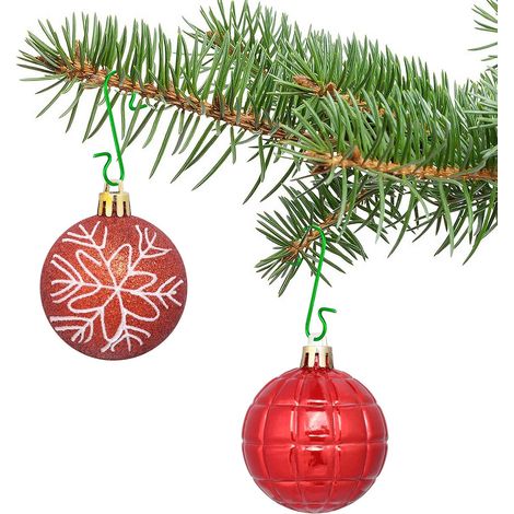 30 Stück Weihnachtskugelhaken, S-förmige Weihnachtskugelaufhänger für Weihnachtsbaumschmuck (Grün) (1/3)